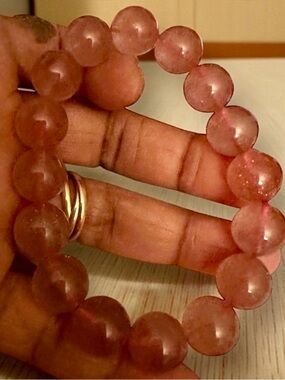 Strawberry Quartz Crystal 15mm Bracelet